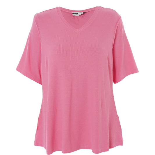 Lykke ribbestrikket t-skjorte, rosa